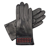 Lindsay - Women's Warm Lined Leather Gloves with Contrast Weave