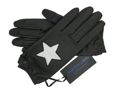 Stella - Women's Silk Lined Star Leather Gloves