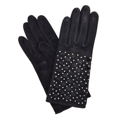 Maria - Women's Unlined Suede Gloves with Crystals