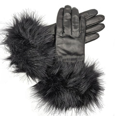 Bella - Faux Fur Cuffed Leather Glove with Touch Screen