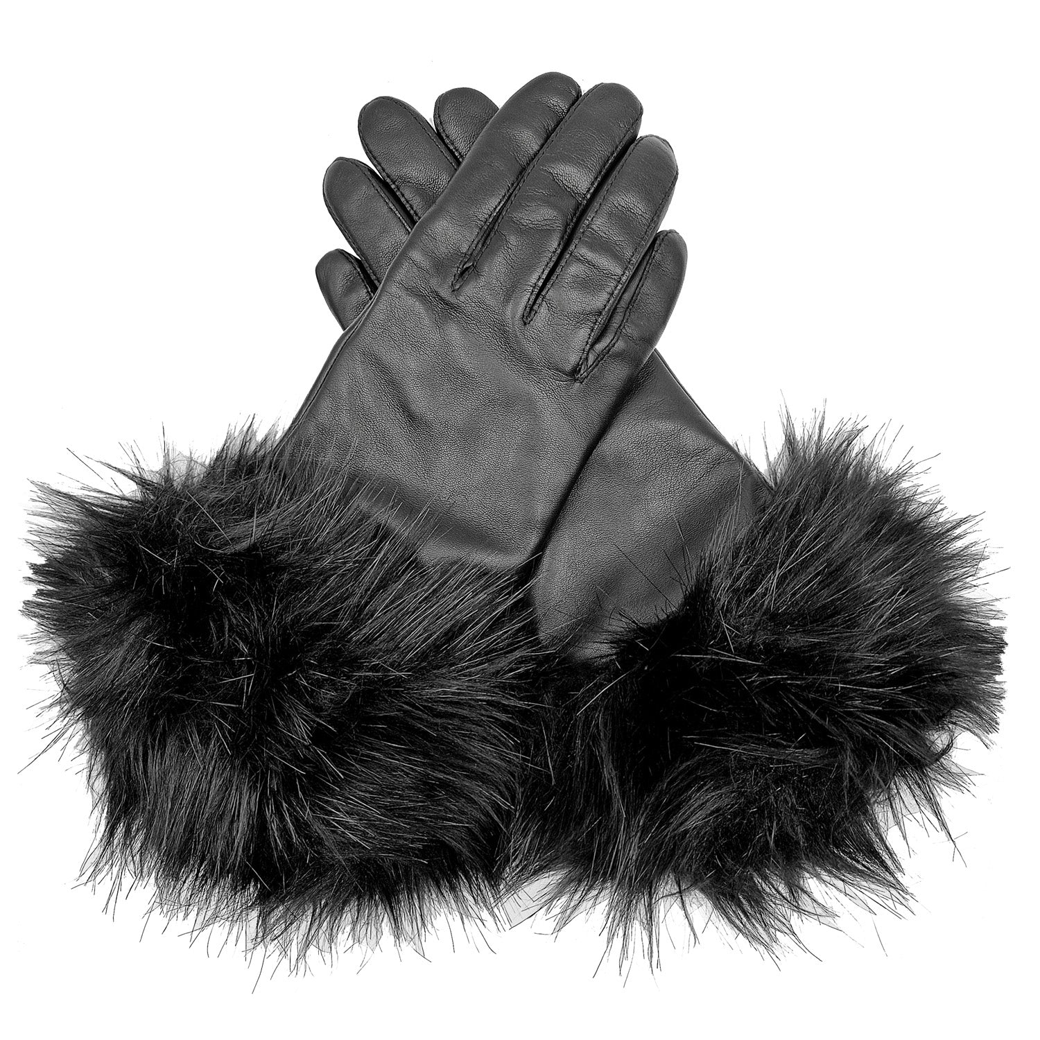 Bella - Faux Fur Cuffed Leather Glove with Touch Screen