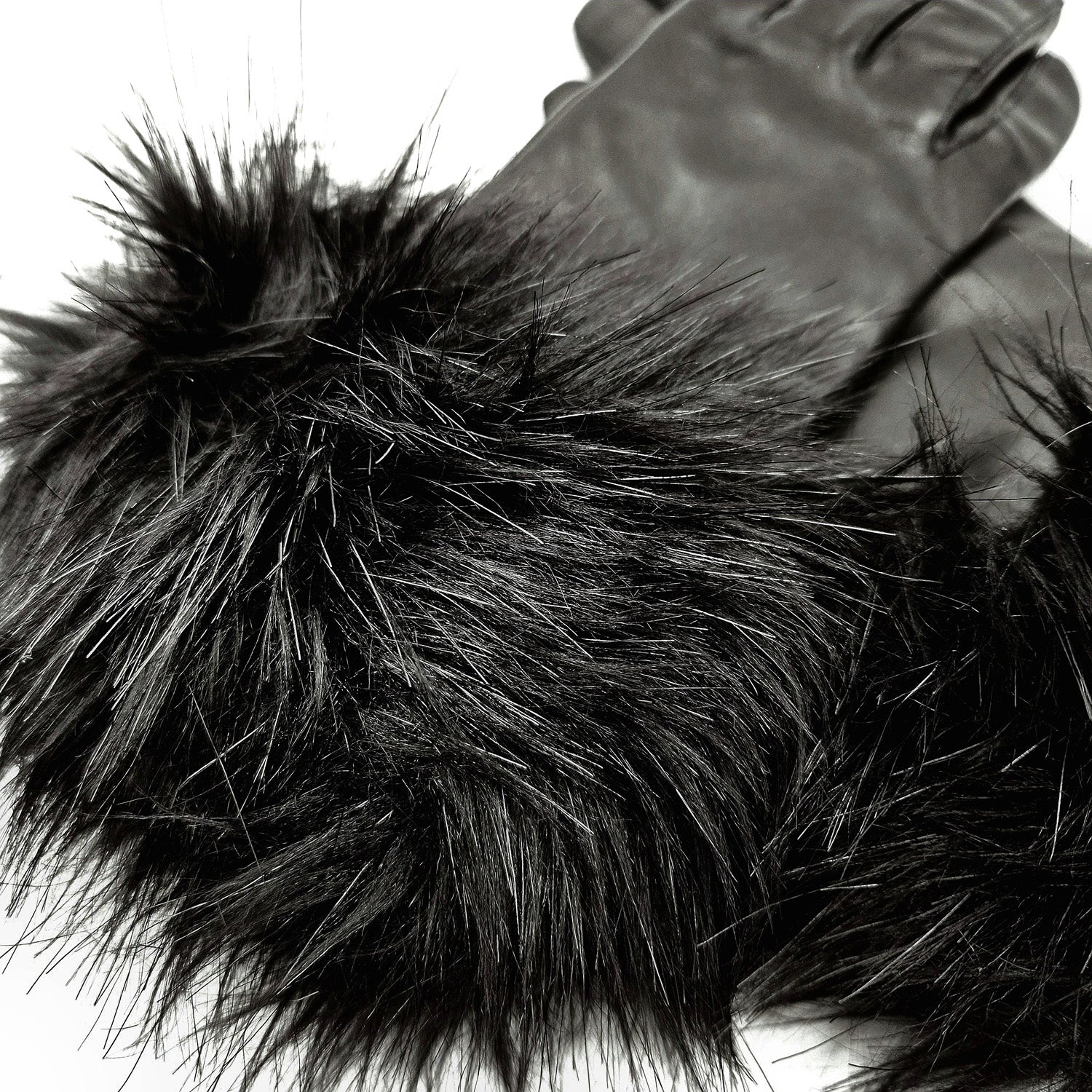 Bella - Faux Fur Cuffed Leather Glove with Touch Screen