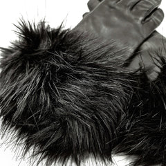 Bella - Faux Fur Cuffed Leather Glove with Touch Screen