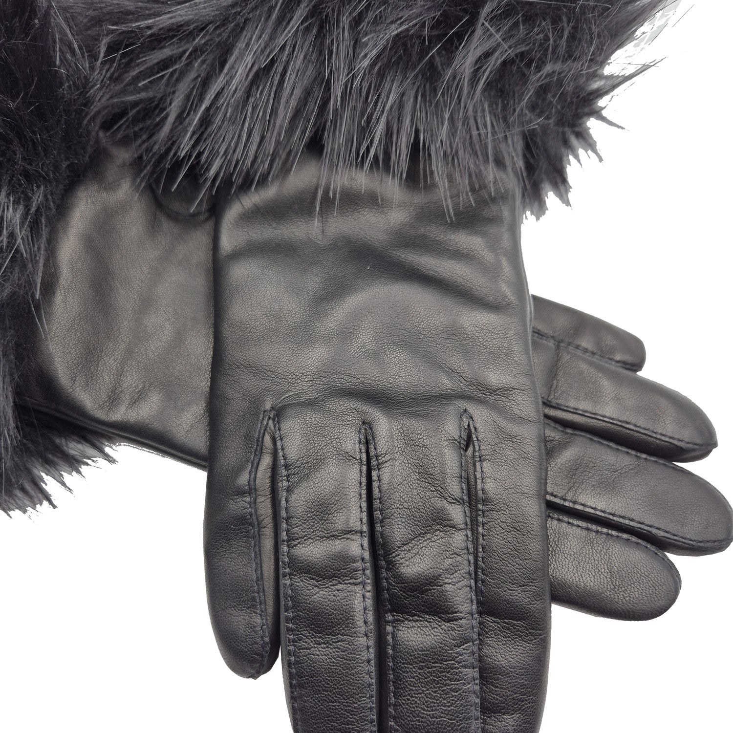 Bella - Faux Fur Cuffed Leather Glove with Touch Screen