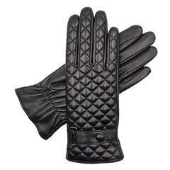 Sarah - Women's Quilted Cashmere Lined Leather Gloves