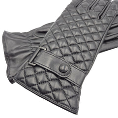 Sarah - Women's Quilted Cashmere Lined Leather Gloves