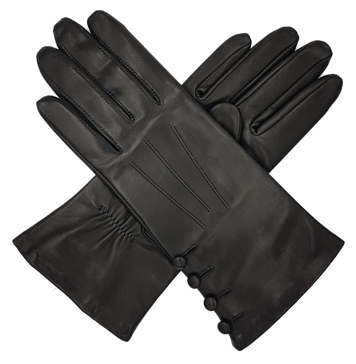 Kate - Women's Silk Lined Leather Gloves with Buttons