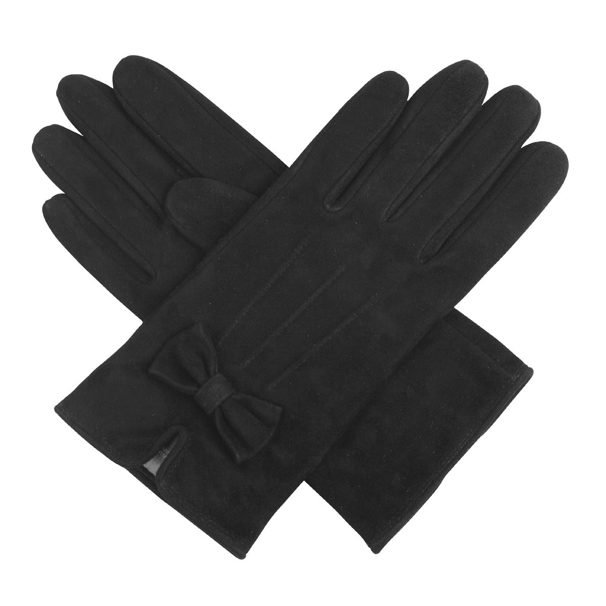 Kitty - Women's Silk Lined Suede Leather Gloves with Bow
