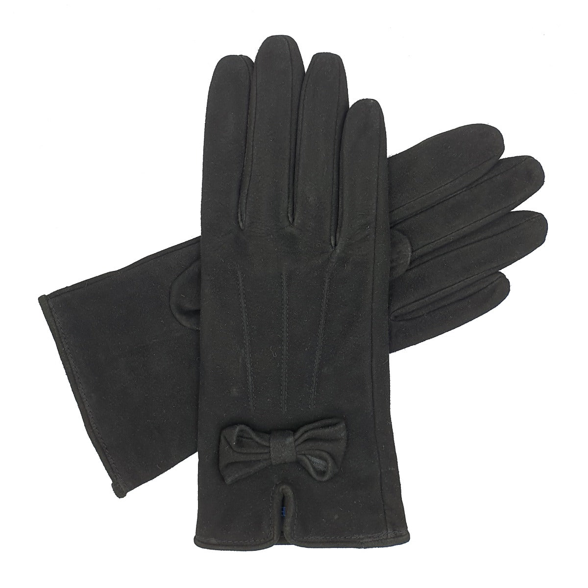 Kitty - Women's Silk Lined Suede Leather Gloves with Bow