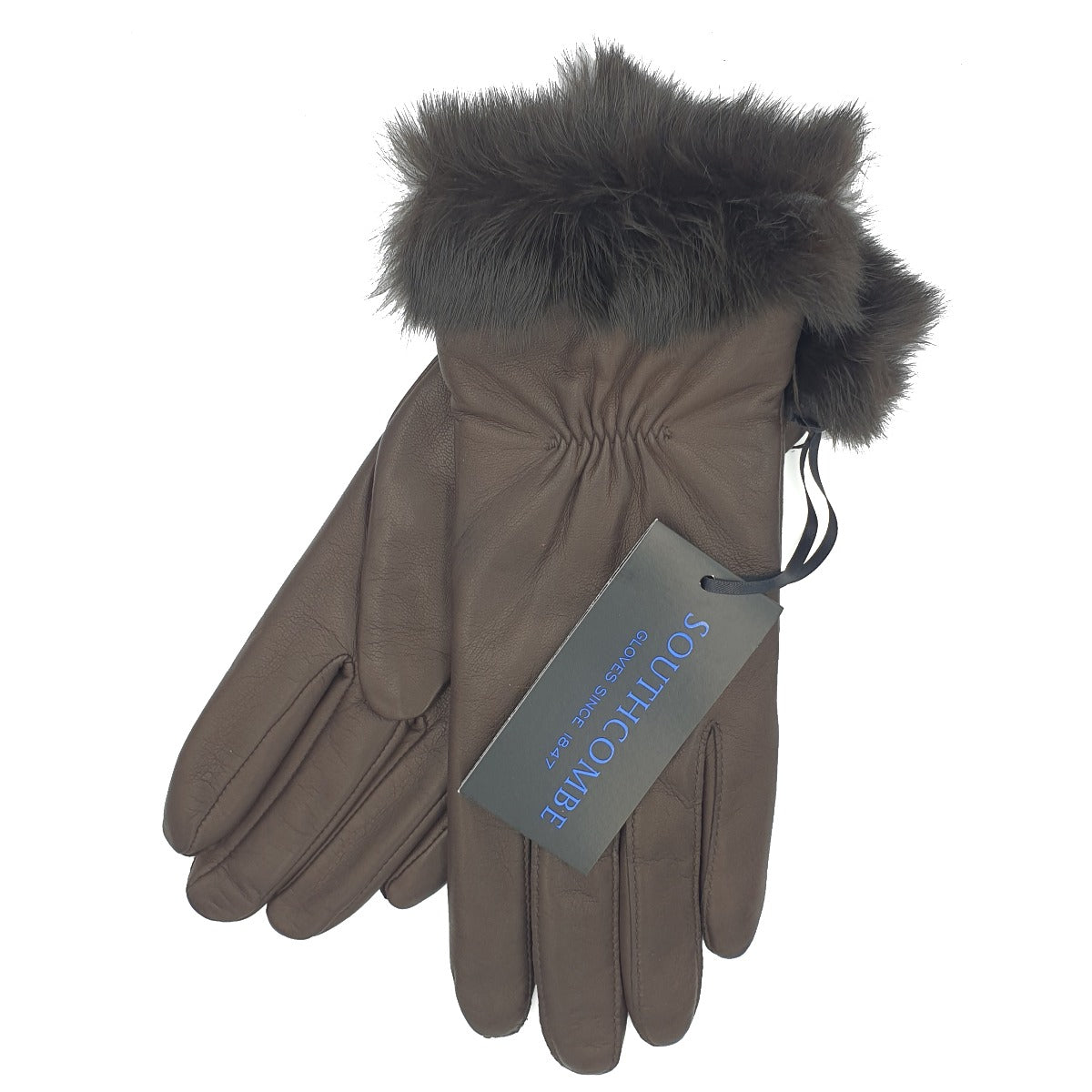 Sasha - Women's Cashmere Lined Leather Gloves with Fur Cuff