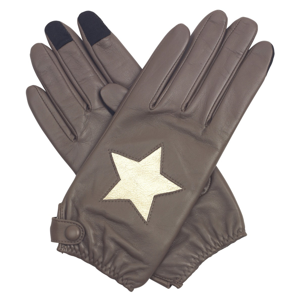 Stella - Women's Silk Lined Star Leather Gloves