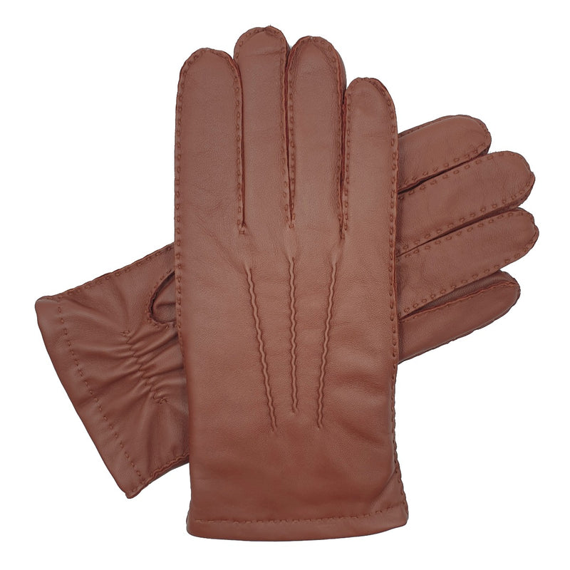 Men's Classic Brown Leather Gloves - Warm Lined For Winter, Fall & Spring