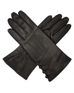 Kate - Silk Lined Leather Gloves with Buttons