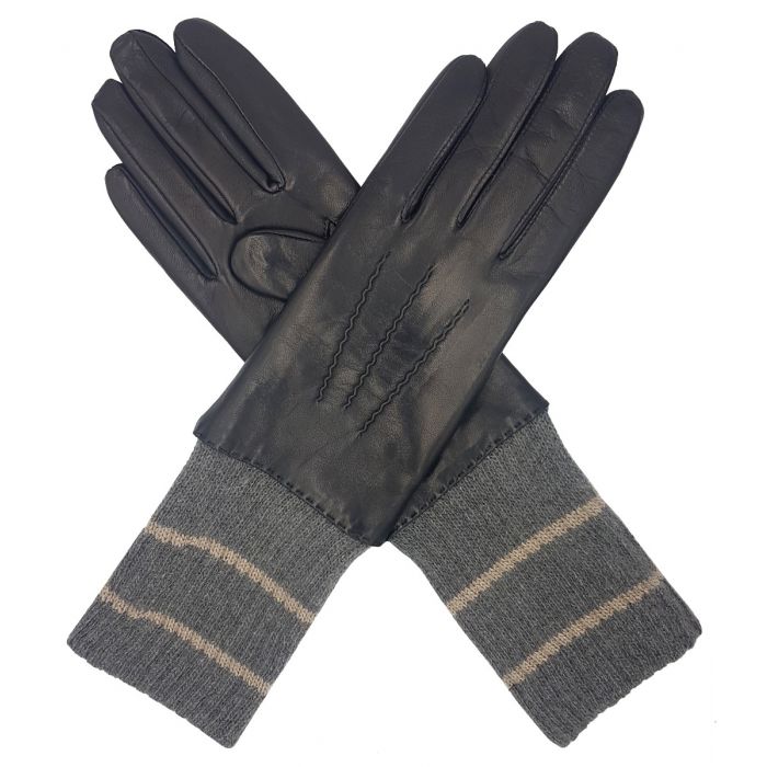 ladies leather gloves with knitted cuff