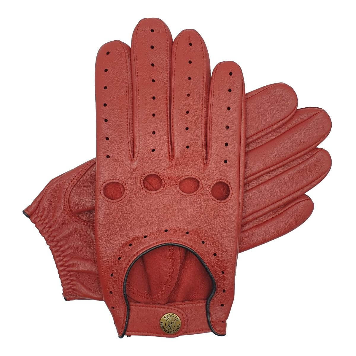 Southcombe Cooper - Men's Unlined Leather Driving Glove - Red