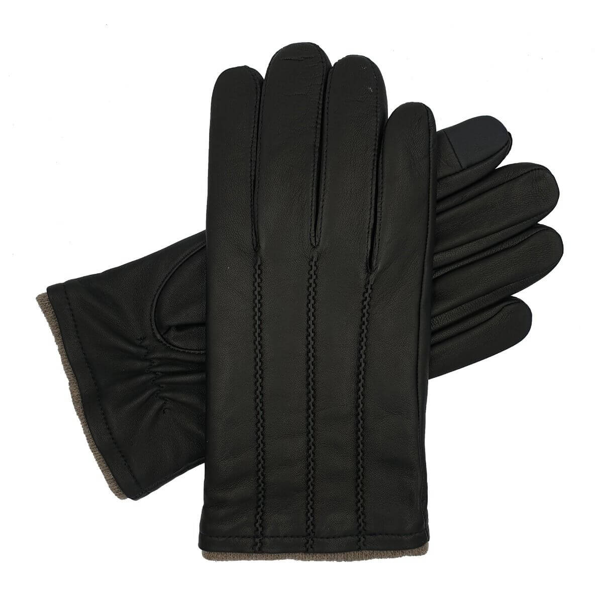 Southcombe Denham - Parallel Pointed Lined Leather Glove Black