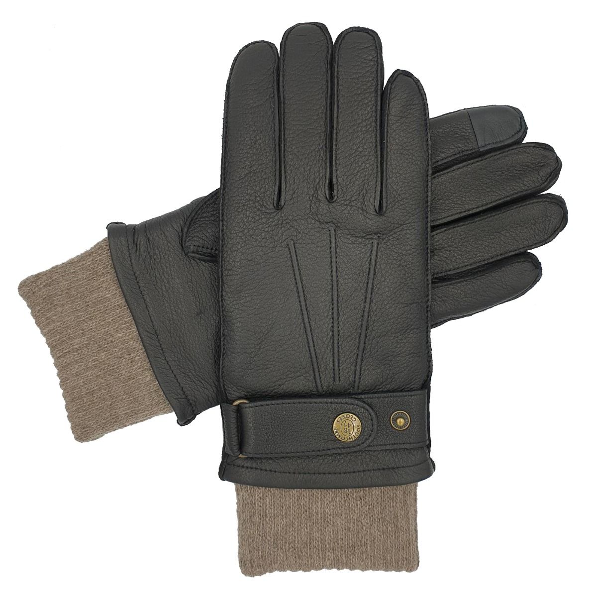 Southcombe Reeves - Cashmere Lined Deerskin Gloves Black